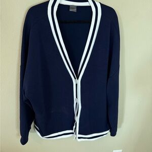Calia Navy Striped Trim Cardigan XXL